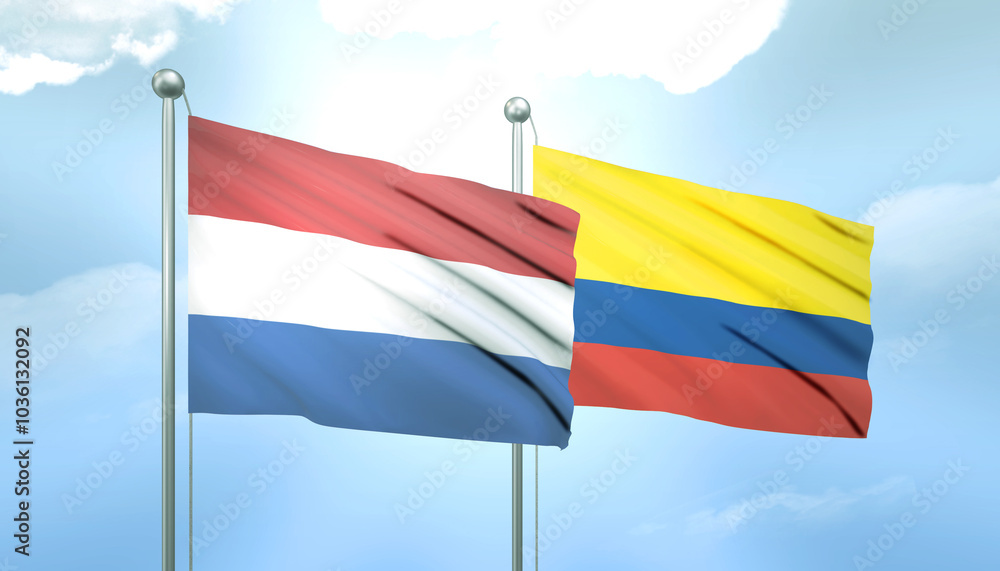 Netherlands and Colombia Flag Together A Concept of Relations Netherlands and Colombia Flag Together A Concept of Relations