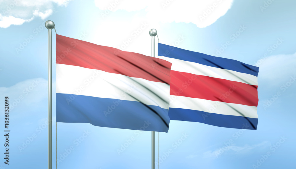Netherlands and Costa Rica Flag Together A Concept of Relations Netherlands and Costa Rica Flag Together A Concept of Relations
