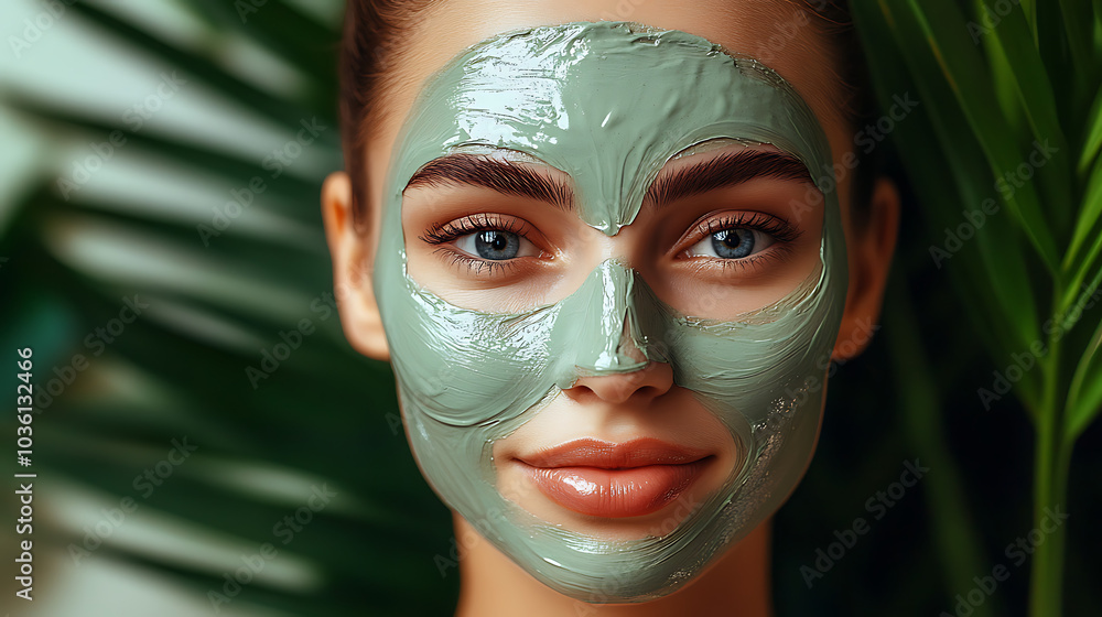 A woman with a green face mask on A woman with a green face mask on