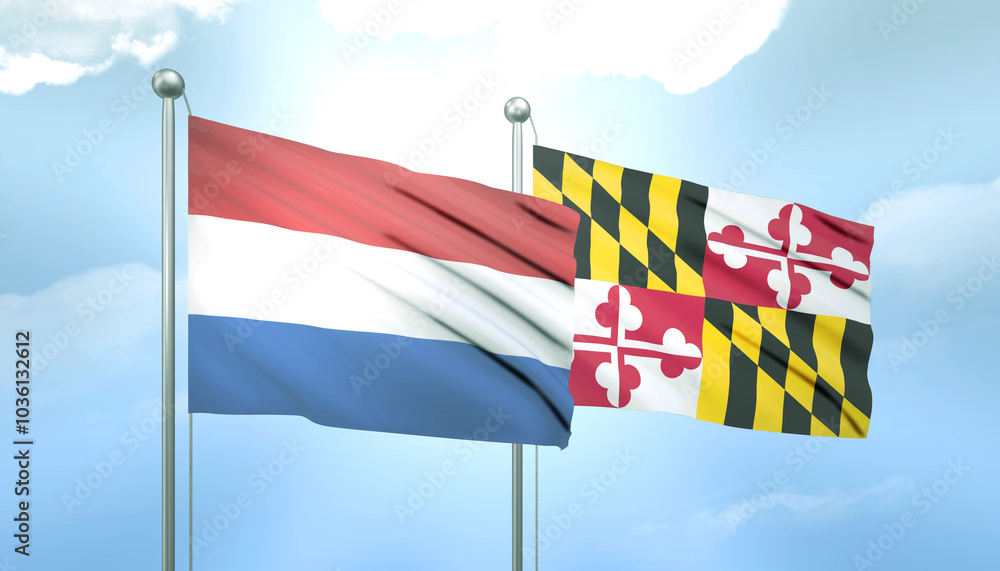 Netherlands and Maryland Flag Together A Concept of Relations Netherlands and Maryland Flag Together A Concept of Relations