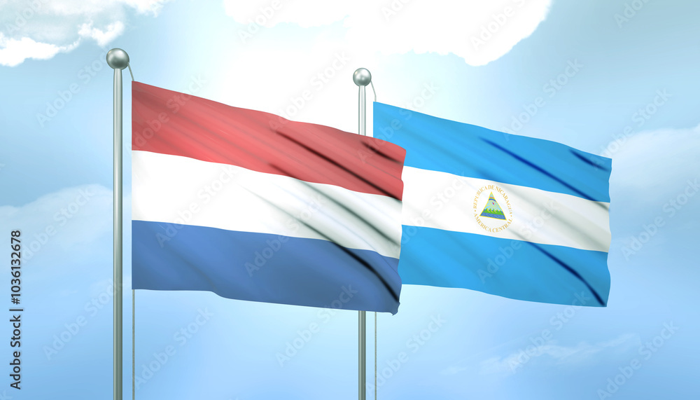 Netherlands and Nicaragua Flag Together A Concept of Relations Netherlands and Nicaragua Flag Together A Concept of Relations