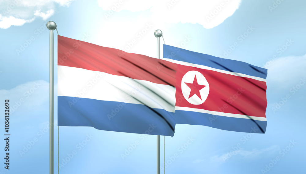 Netherlands and North Korea Flag Together A Concept of Relations Netherlands and North Korea Flag Together A Concept of Relations