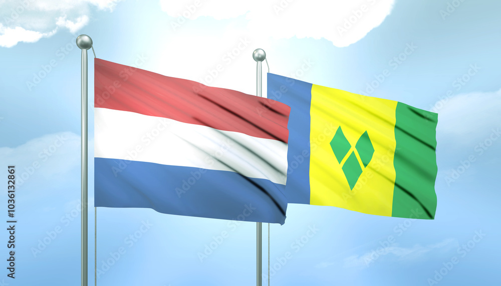 Netherlands and Saint Vincent Flag Together A Concept of Relations Netherlands and Saint Vincent Flag Together A Concept of Relations