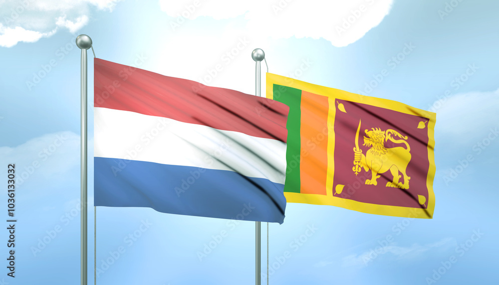 Netherlands and Sri Lanka Flag Together A Concept of Relations Netherlands and Sri Lanka Flag Together A Concept of Relations