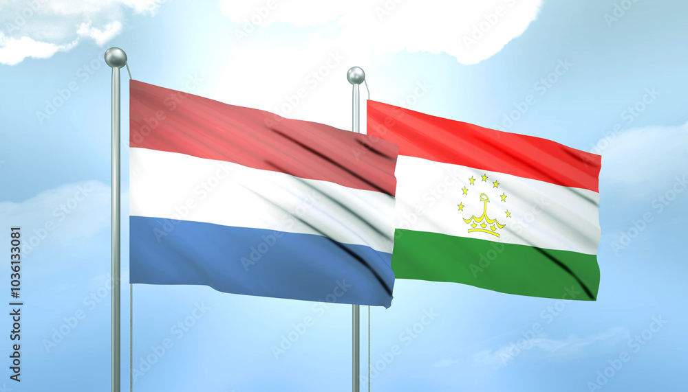Netherlands and Tajikistan Flag Together A Concept of Relations Netherlands and Tajikistan Flag Together A Concept of Relations