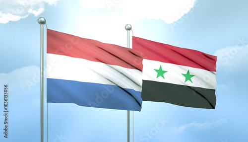 Netherlands and Syria Flag Together A Concept of Relations