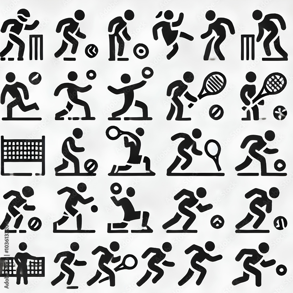 Sports Icons Set Silhouette Illustration Sport Activities Sports Icons Set Silhouette Illustration Sport Activities