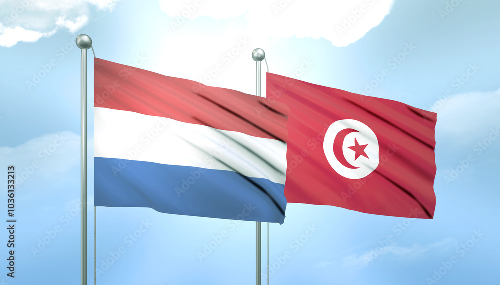Netherlands and Tunisia Flag Together A Concept of Relations Netherlands and Tunisia Flag Together A Concept of Relations