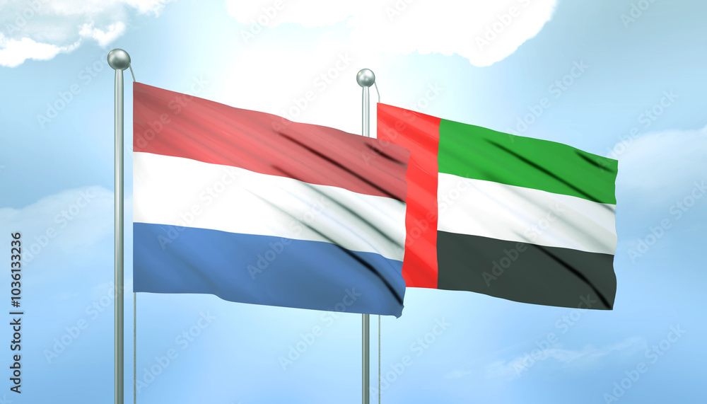 Netherlands and UAE Flag Together A Concept of Relations Netherlands and UAE Flag Together A Concept of Relations