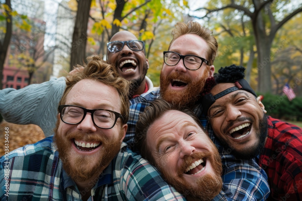 Portrait of a group of friends having fun in an autumn park Portrait of a group of friends having fun in an autumn park