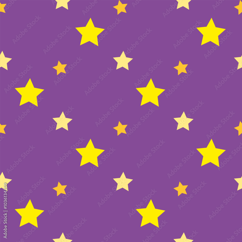 Seamless pattern with magical yellow stars on violet backgound. Vector image. Seamless pattern with magical yellow stars on violet backgound. Vector image.