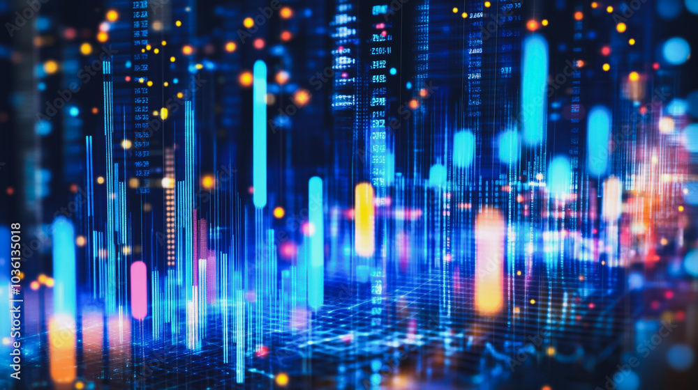 Fototapeta premium Abstract business network smart city and charts and graphs with statistics to innovative analyze business potential and forecast future development of companies growth.