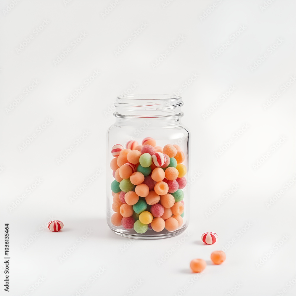 candy in jar on minimal style on empty background candy in jar on minimal style on empty background