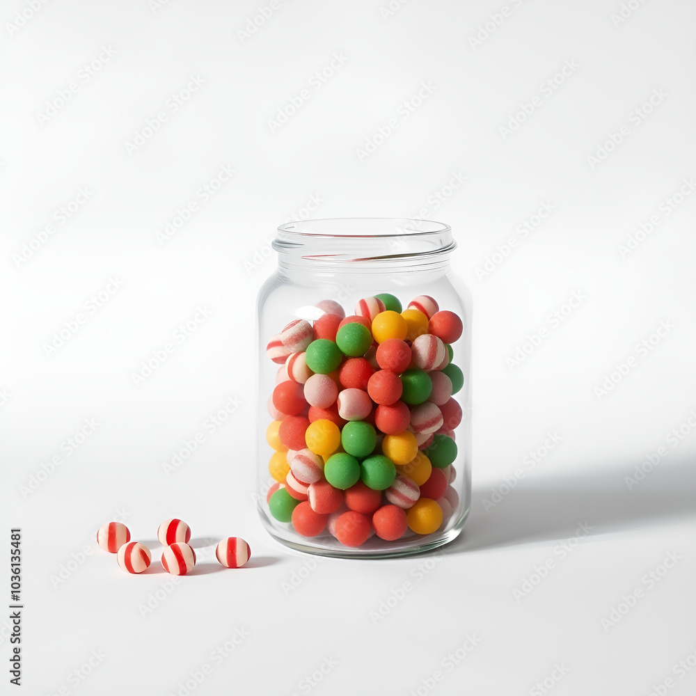 candy in jar on minimal style on empty background candy in jar on minimal style on empty background