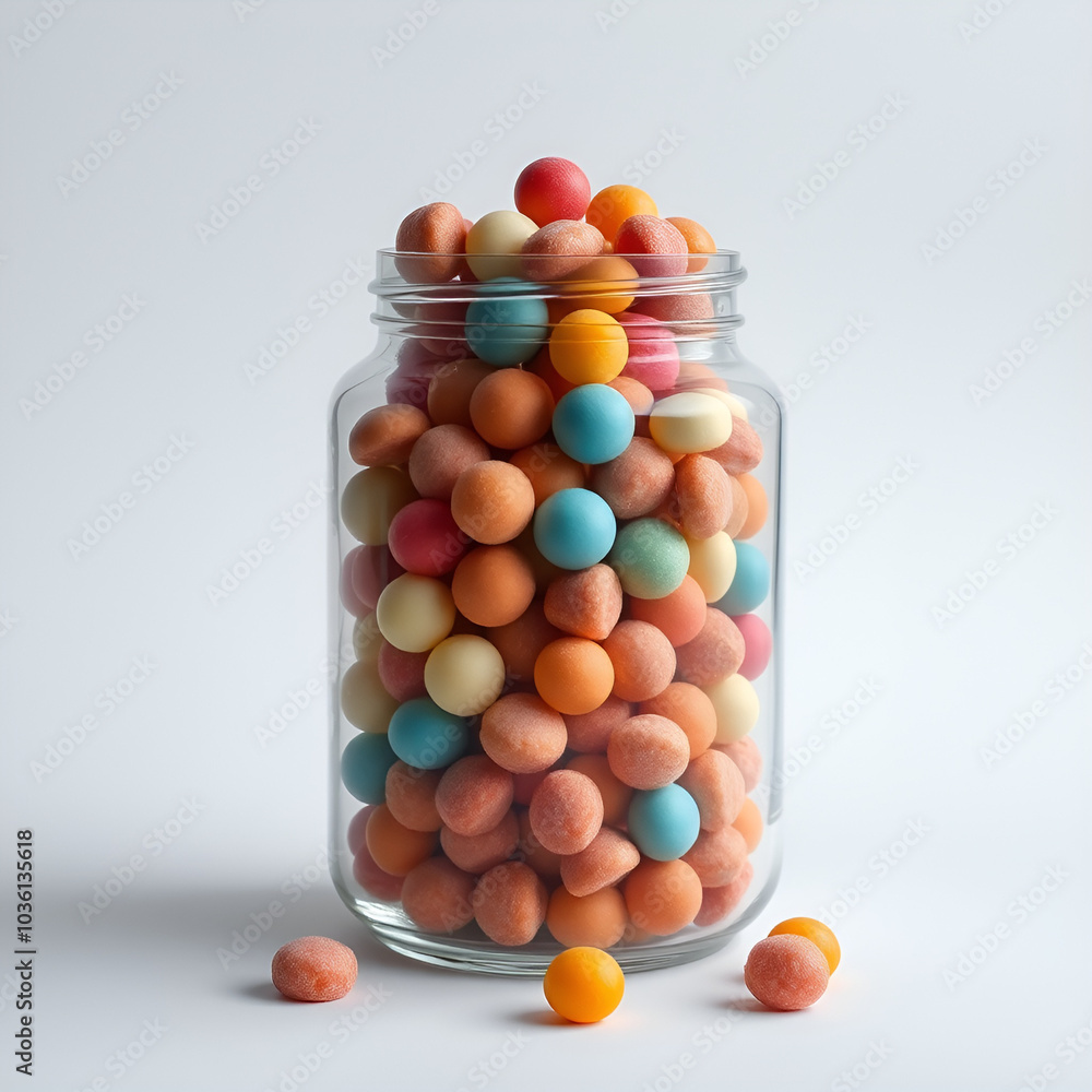 candy in jar on minimal style on empty background candy in jar on minimal style on empty background
