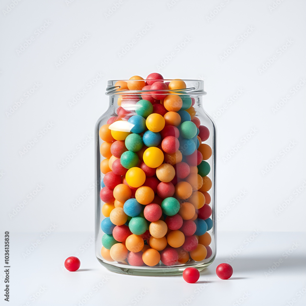 candy in jar on minimal style on empty background candy in jar on minimal style on empty background