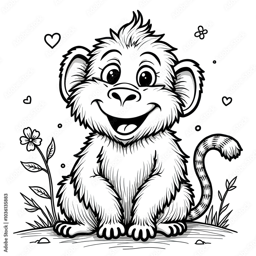 Obraz premium Cute Monkey Coloring Page