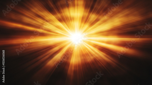 Bright golden rays of light emanating from a central source, illuminating the darkness.