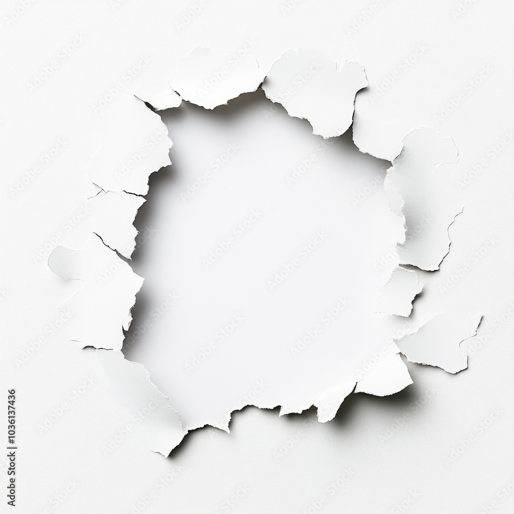 Torn white paper with a hole in the middle. Torn white paper with a hole in the middle.