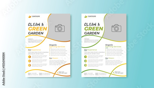 Landscape Gardening Services Lawn Care Flyer Template with Green and Yellow Accents Lawn service flyer advertisement template