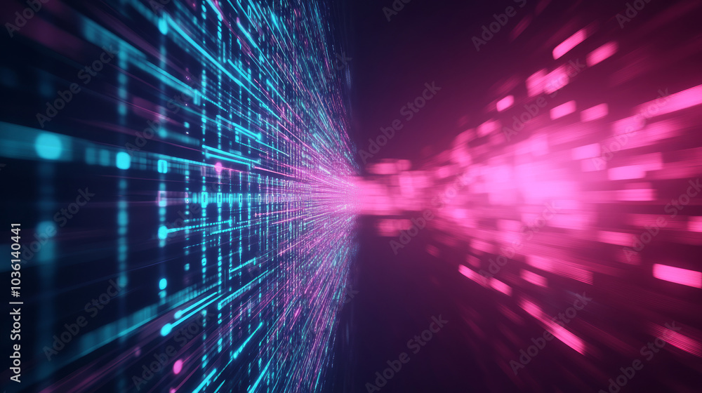 Abstract digital art with vibrant blue and pink lights. Abstract digital art with vibrant blue and pink lights.