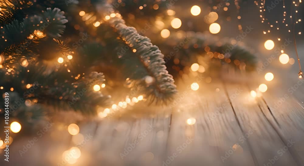 Background of fir branches with garland lights 4K Background of fir branches with garland lights 4K