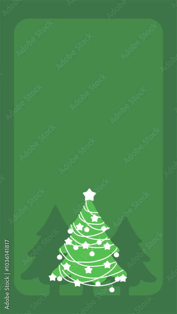 Green Christmas tree storis template. Simple frame festive frame in flat style. Green Christmas tree storis template. Simple frame festive frame in flat style.