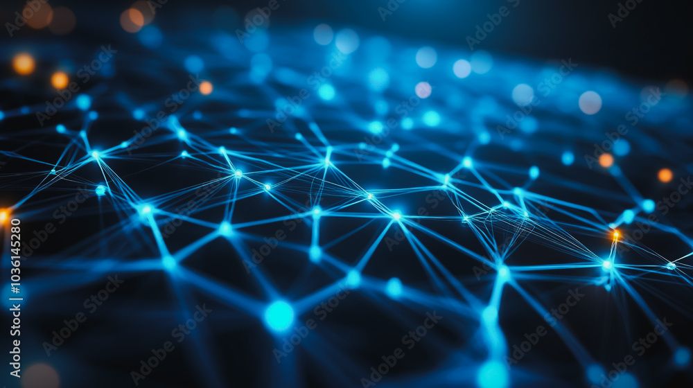Abstract business connection of lines from nodes It is connected to endless nodes and represents the innovation of communication in the network. Abstract business connection of lines from nodes It is connected to endless nodes and represents the innovation of communication in the network.