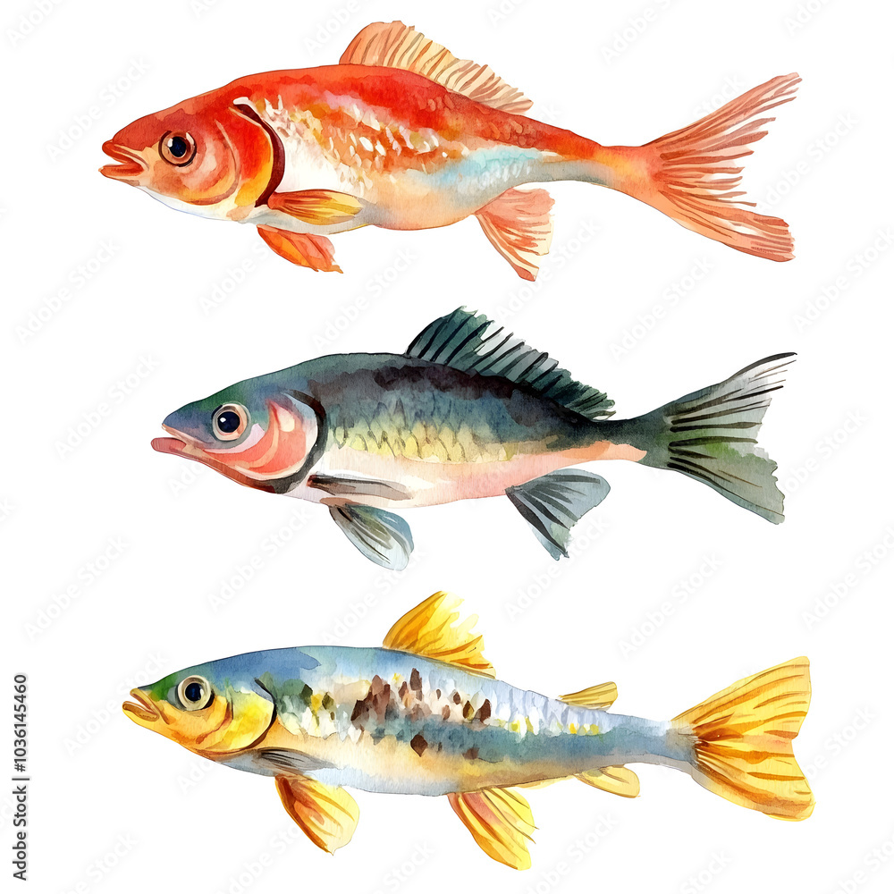 colorful fish set on white colorful fish set on white