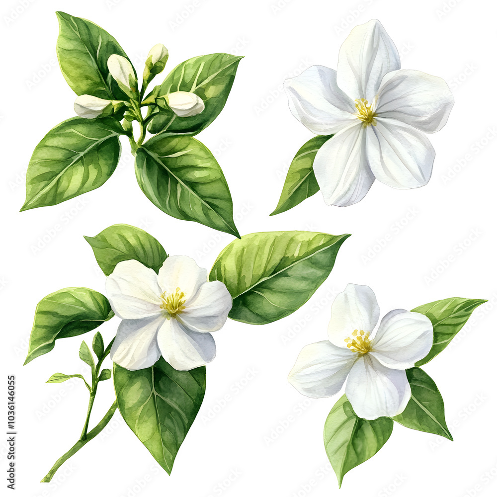 set of flowers isolated, white flowers set of flowers isolated, white flowers