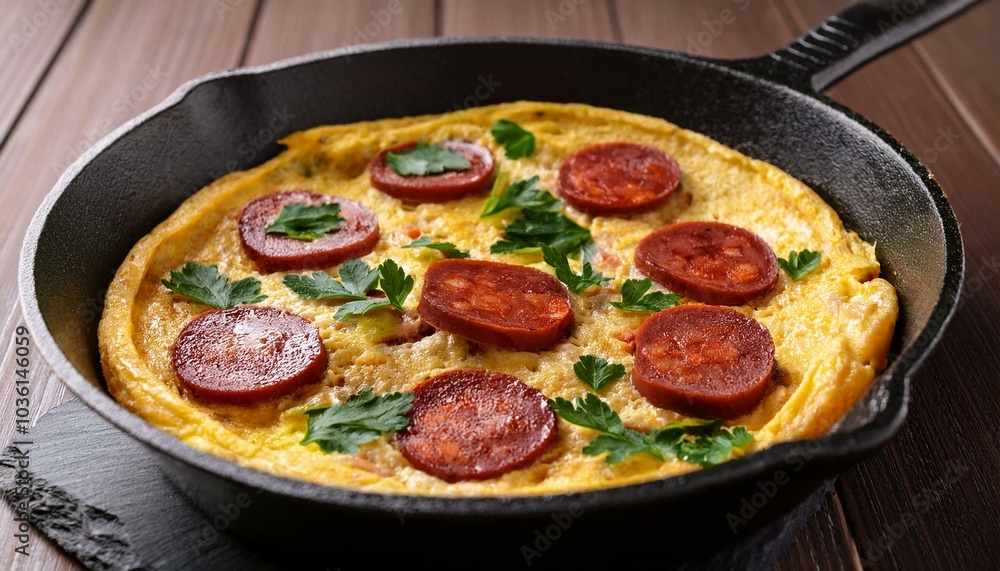 Turkish Sucuk Omelette with Fresh Herbs Turkish Sucuk Omelette with Fresh Herbs