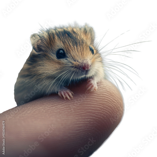 Süßer Mini-Hamster auf einem Fingertipp