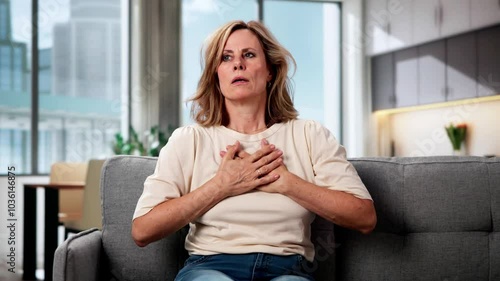 Woman Chest Pain. Heart Attack photo