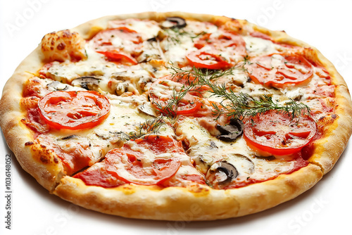 A Delicious Pizza isolated on a white background