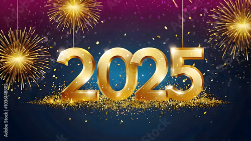 Happy New Year 2025 Celebration Design Festiv