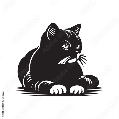 Simple Yet Striking Black Cat Silhouette Vector for Creative Projects