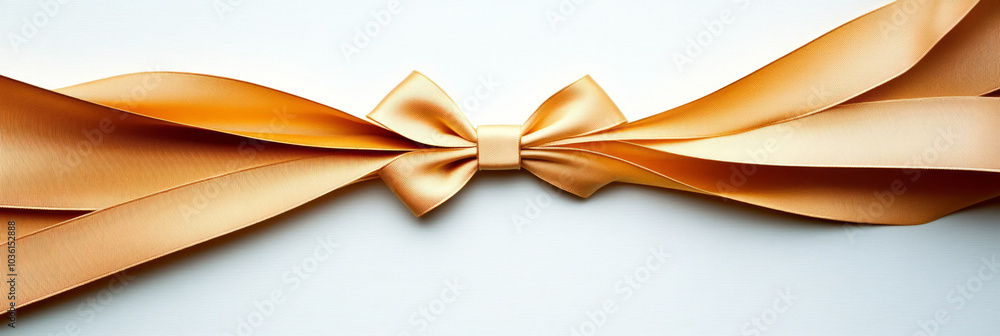 A golden ribbon tied in a bow against a white background. A golden ribbon tied in a bow against a white background.