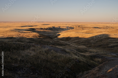 Sunrise landscapes at Red Rock Natural area in the badlands of Southern Alberta.