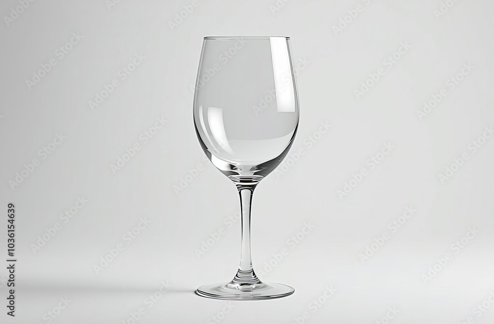 Elegant empty wine glass on a white background, perfect for culinary presentations, wine tastings, and sophisticated dining settings Elegant empty wine glass on a white background, perfect for culinary presentations, wine tastings, and sophisticated dining settings