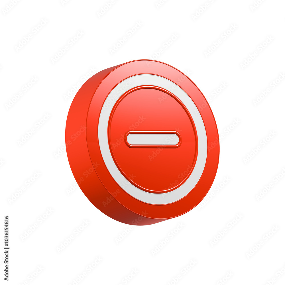 minus deleted icon 3d red color minus deleted icon 3d red color