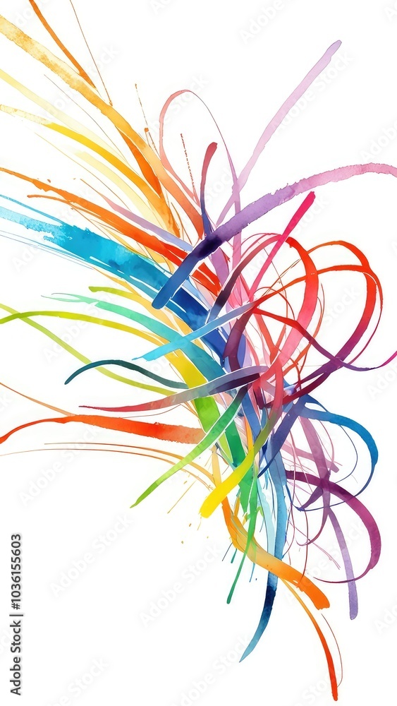 Fototapeta premium bright lines and paint splatters in abstract style