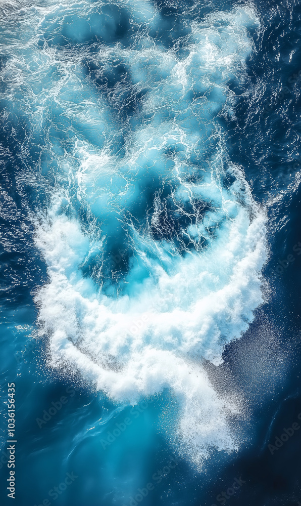 Aerial View of Turquoise Ocean Waves Creating a Dynamic Splash Aerial View of Turquoise Ocean Waves Creating a Dynamic Splash