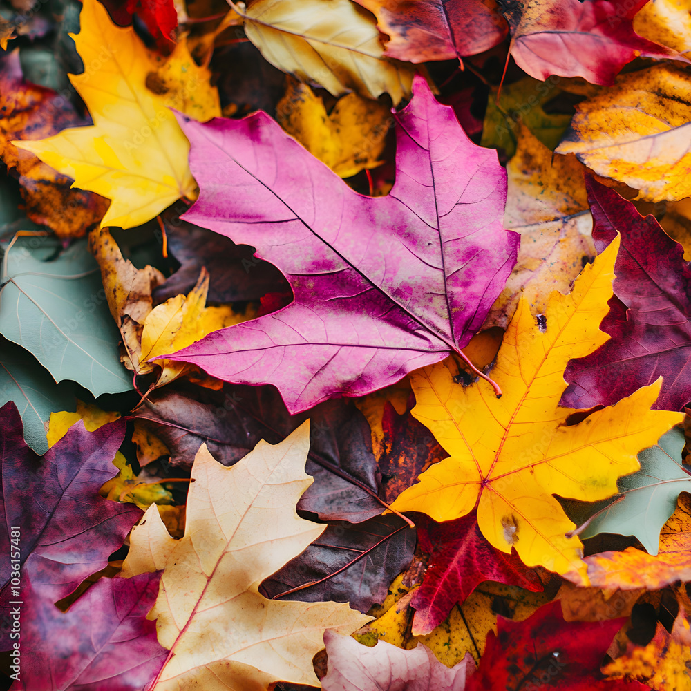 Vibrant Autumn Leaves in a Colorful Display of Nature's Palette - Beautiful Fall Texture Vibrant Autumn Leaves in a Colorful Display of Nature's Palette - Beautiful Fall Texture