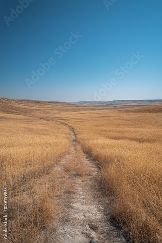 Golden wheat fields under a blue sky with fluffy clouds in the countryside