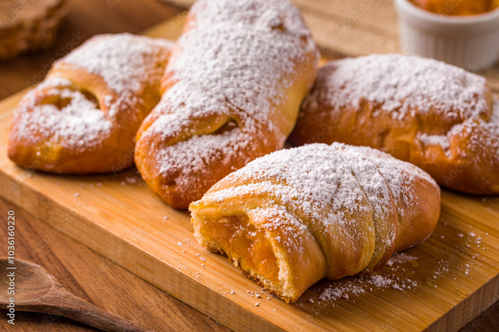 Delicious Homemade Pastries Sprinkled With Powdered Sugar Delicious Homemade Pastries Sprinkled With Powdered Sugar