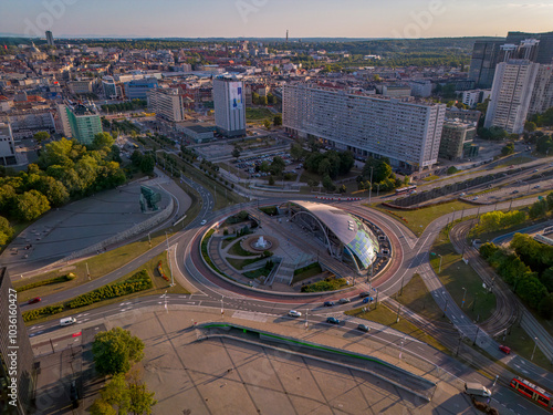 Obraz na płótnie Drone view of Katowice w salonie