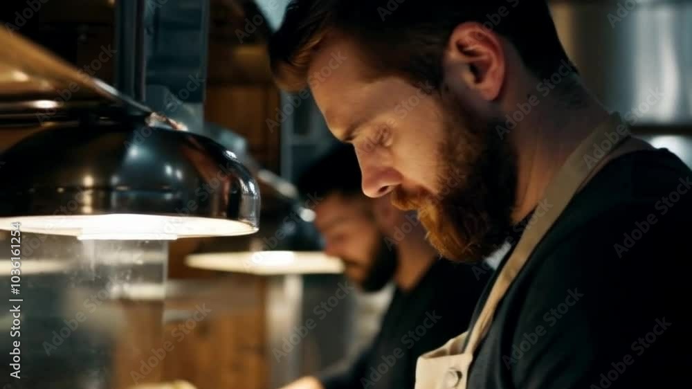 bearded baker preparing dough for artisan baguettes or close-up of male baker working with dough in bakery bearded baker preparing dough for artisan baguettes or close-up of male baker working with dough in bakery