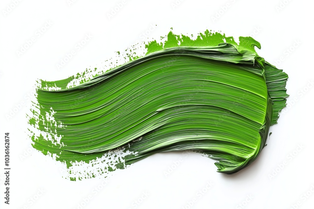 Brushstroke of green paint with smooth texture on a white background Brushstroke of green paint with smooth texture on a white background