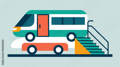 Transportation Accessibility A shuttle or transportation service illustration with ramps and accessible seating symbolizing inclusive transportation for guests.
