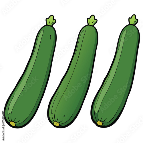 Zucchini on white background. Green vegetable. Flat vector isolated illustration